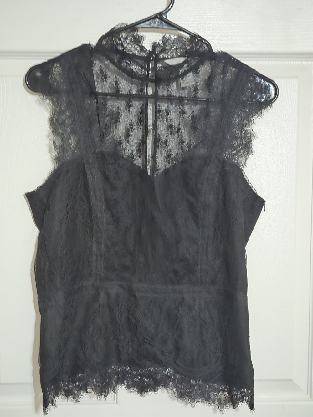 H&M Black Lace Cap-Sleeve Tank Top